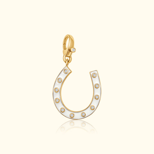 Diamond Mother of Pearl Horseshoe Pendant