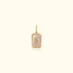 Diamond Snake Mother of Pearl Dog Tag Pendant