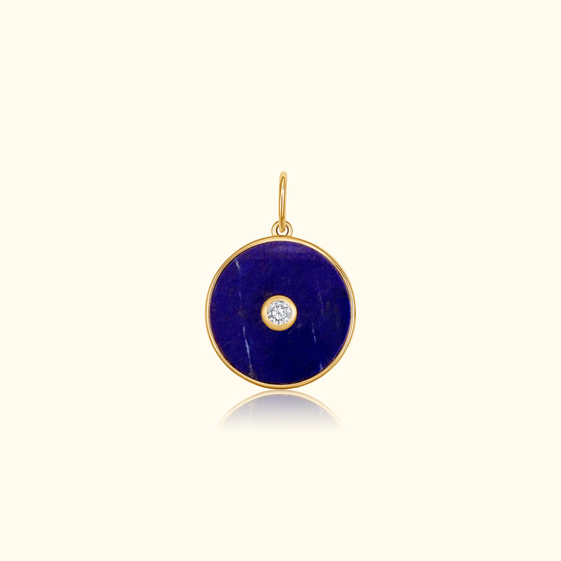 Lapis and Diamond Disc Pendant