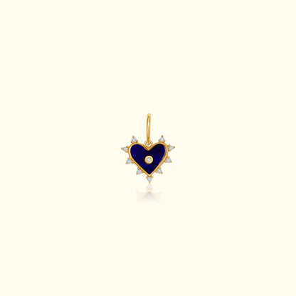Diamond Halo Lapis Heart Pendant
