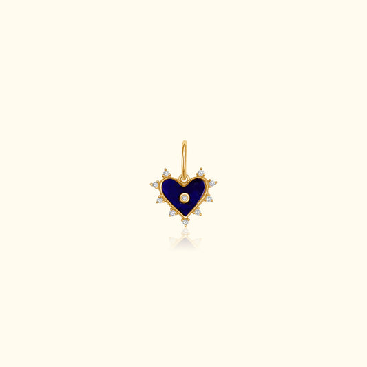 Diamond Halo Lapis Heart Pendant