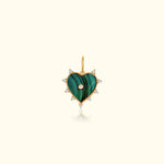 Spiked Diamond Malachite Heart Pendant