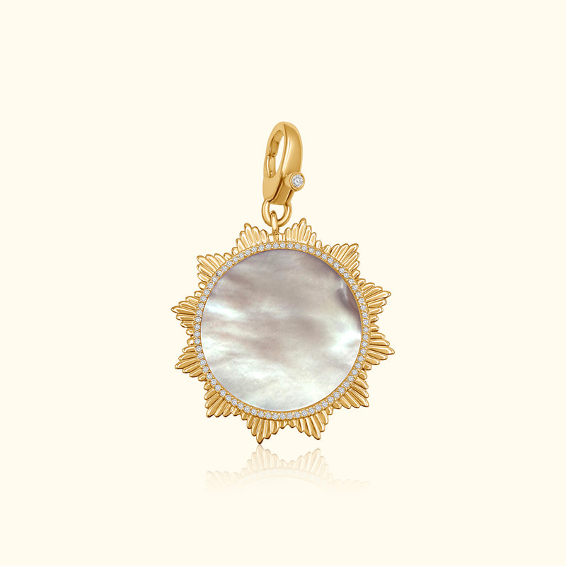 Diamond Mother of Peal Starburst Disc Pendant