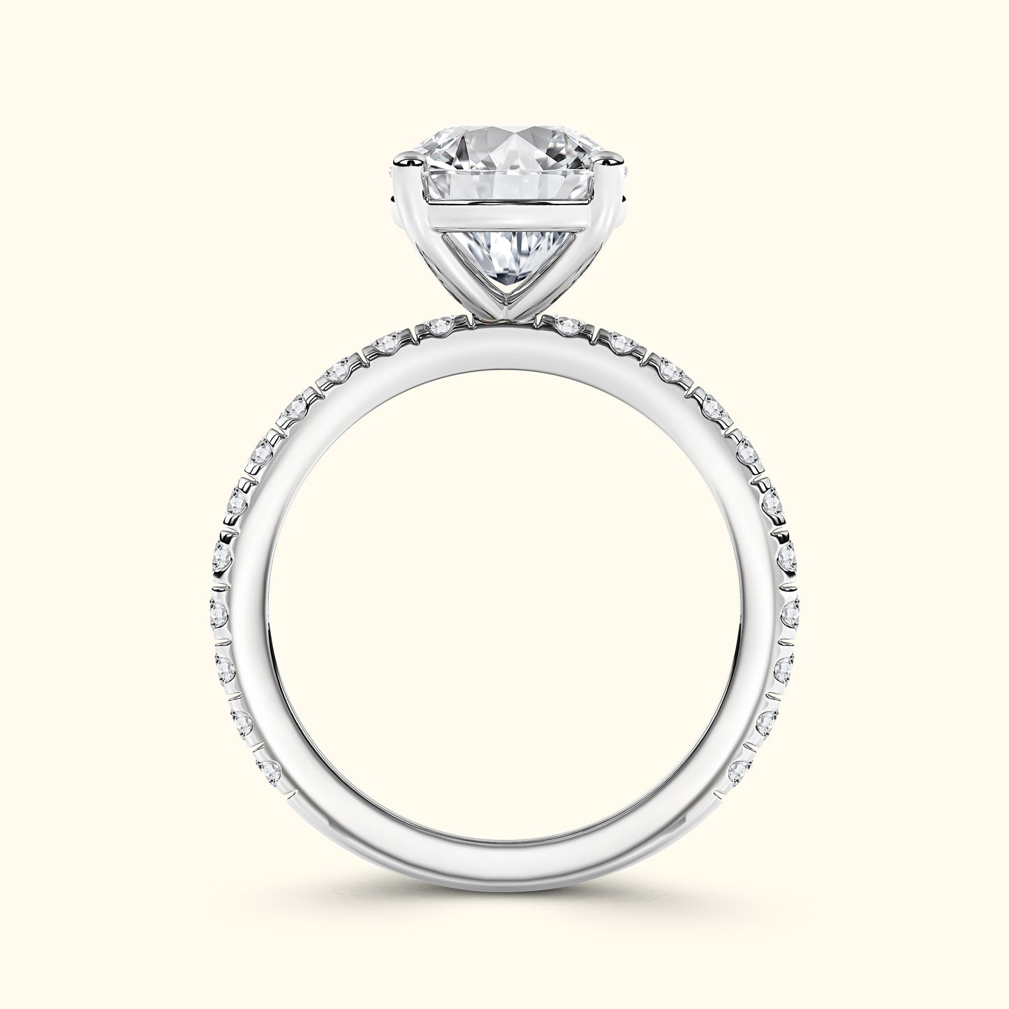 Sleek silver ring featuring a large heart-shaped diamond atop a delicate band.