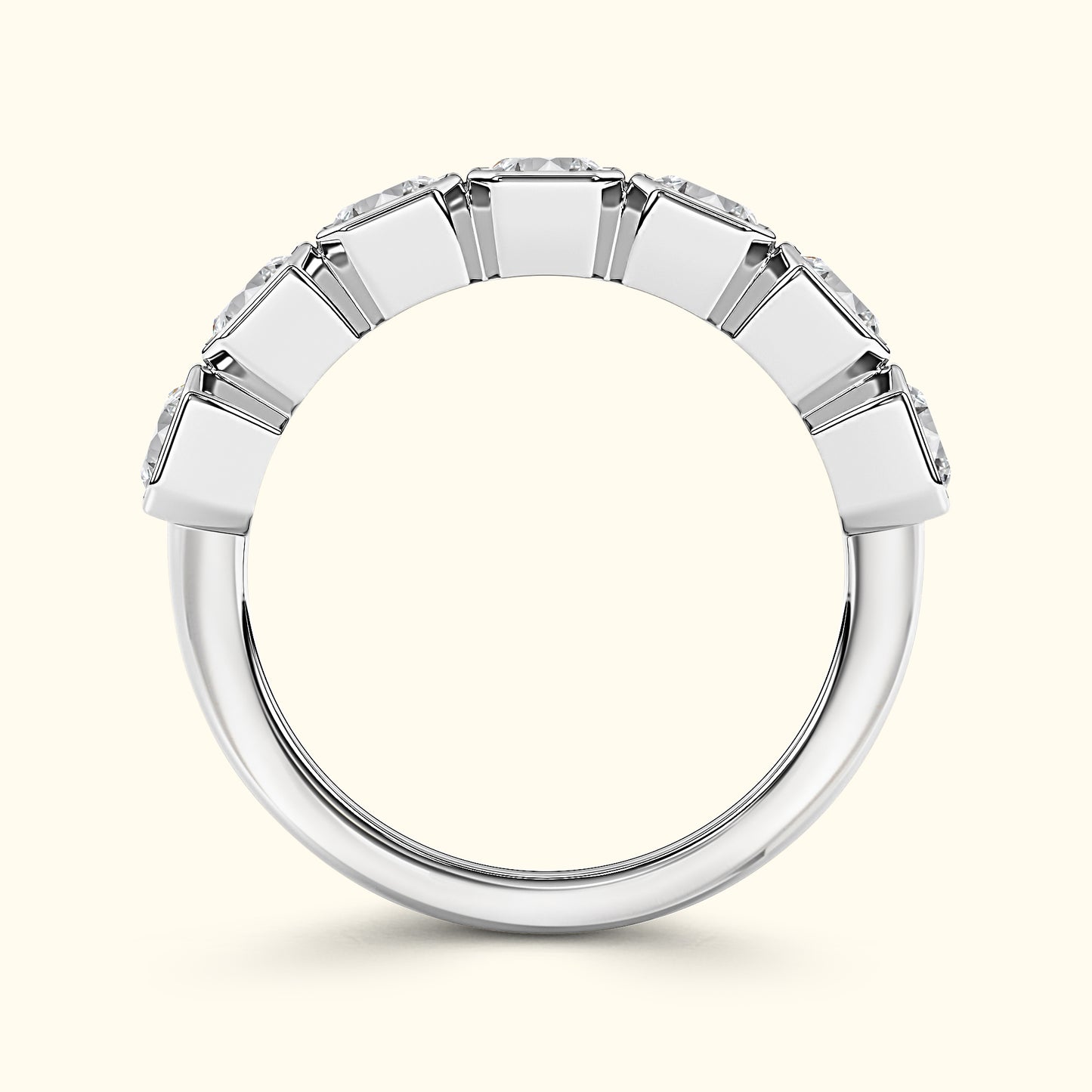'Reagan' 7 Stone 2.45ct Emerald Bezel Set Diamond Wedding Band
