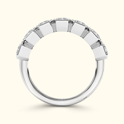 'Reagan' 7 Stone 2.45ct Emerald Bezel Set Diamond Wedding Band