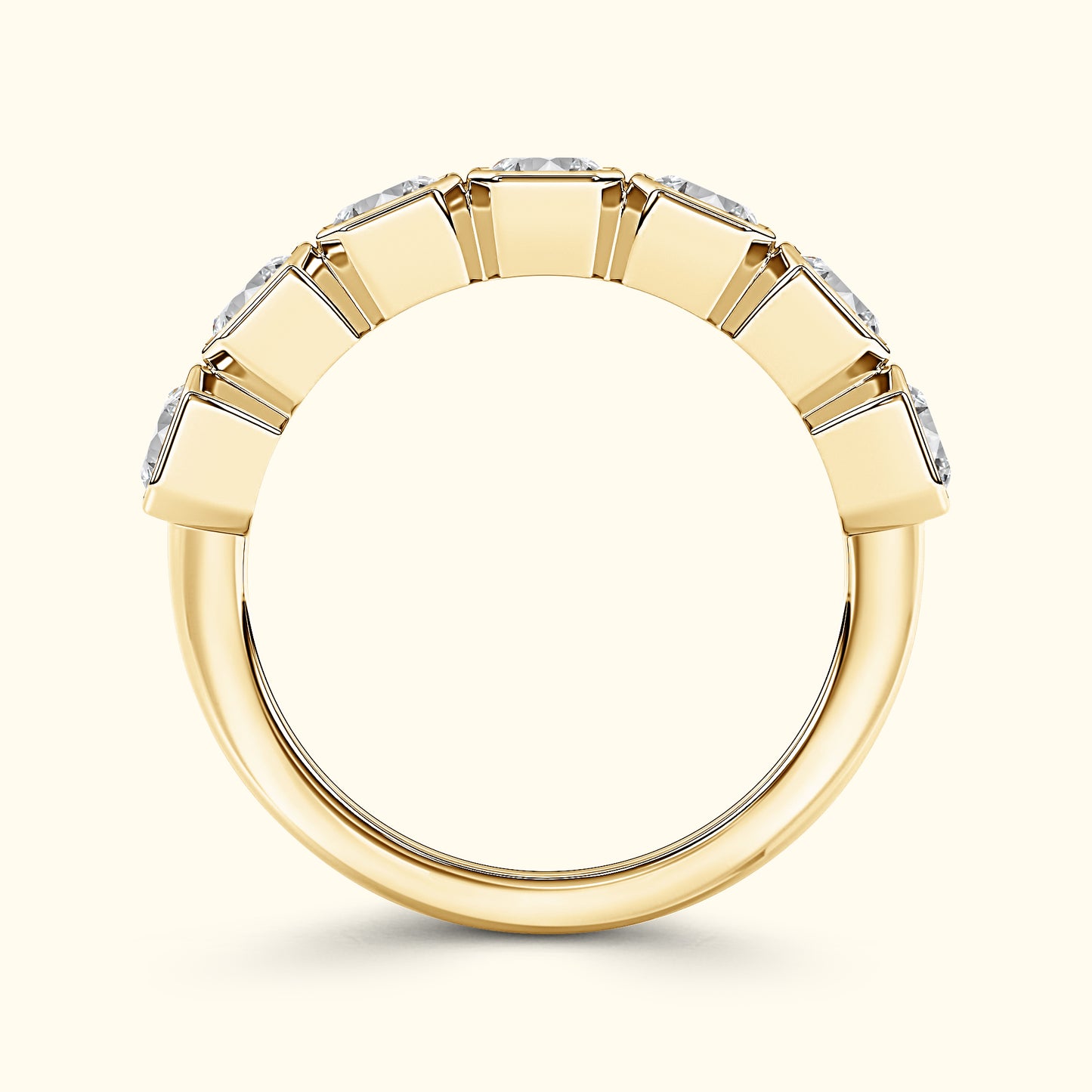 'Reagan' 7 Stone 2.45ct Emerald Bezel Set Diamond Wedding Band