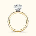 A two-tone engagement ring featuring a heart-shaped diamond setting on a gold band.