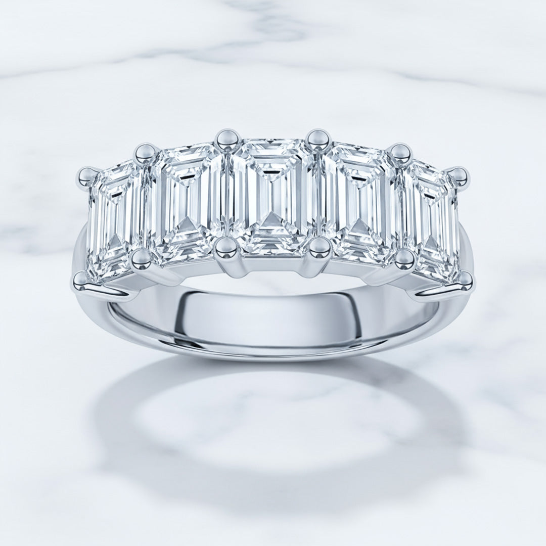 'Clara' 5 Stone 3.00ct Emerald Diamond Wedding Band