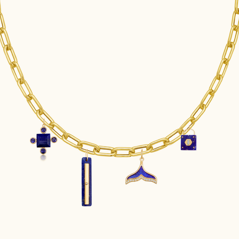 Lapis and Diamond Mirror Medallion