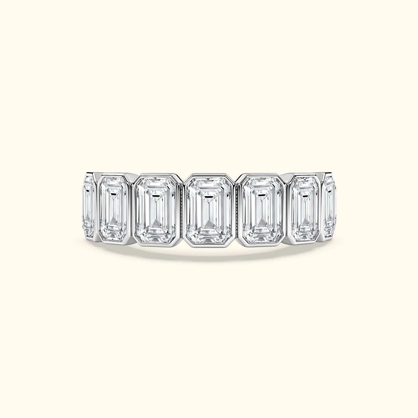'Reagan' 7 Stone 2.45ct Emerald Bezel Set Diamond Wedding Band
