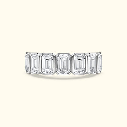 'Reagan' 7 Stone 2.45ct Emerald Bezel Set Diamond Wedding Band
