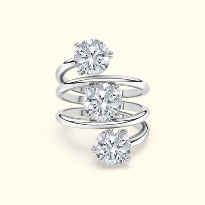 Round Diamond Spiral Ring