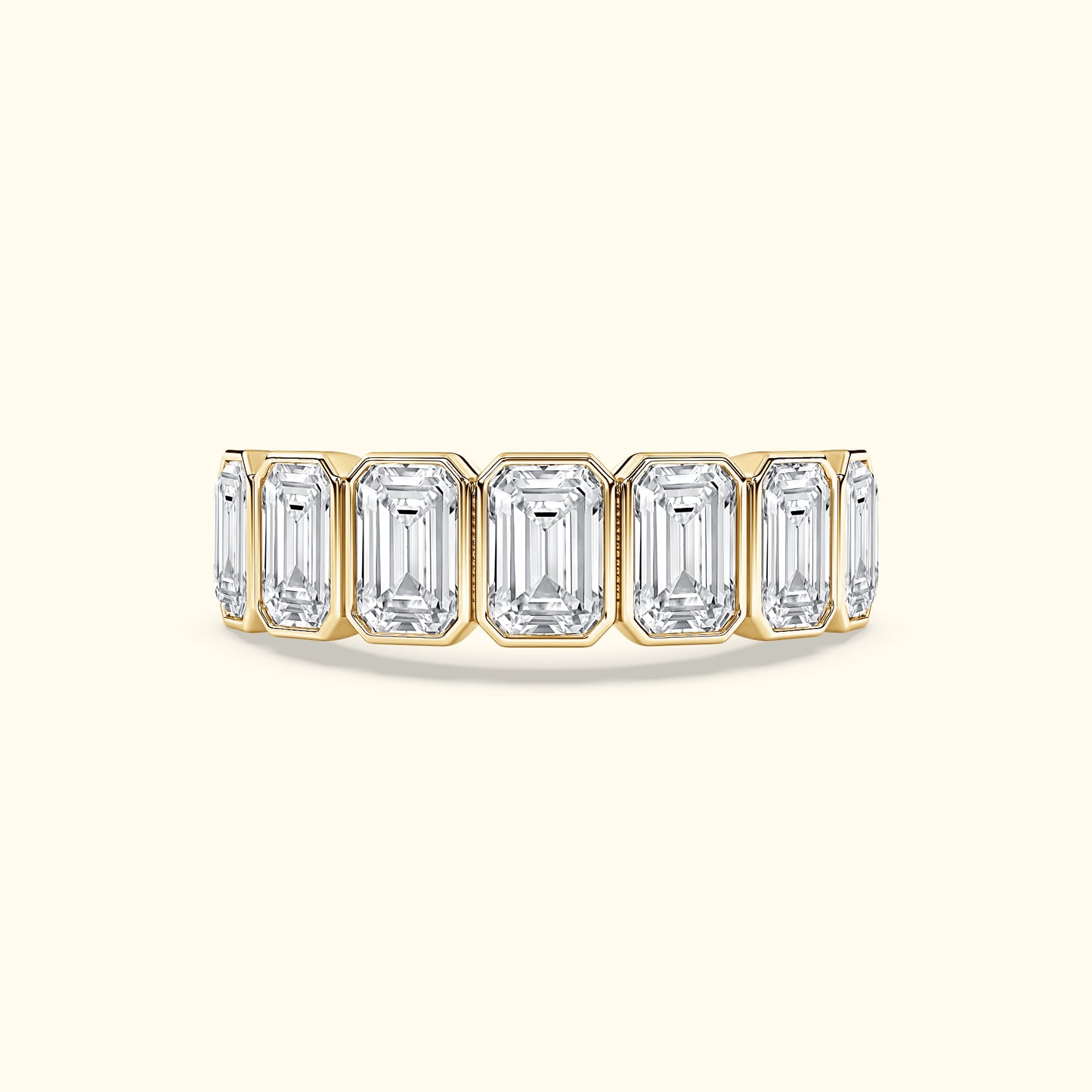'Reagan' 7 Stone 2.45ct Emerald Bezel Set Diamond Wedding Band