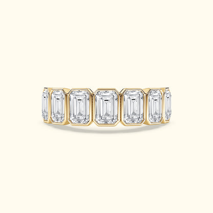 'Reagan' 7 Stone 2.45ct Emerald Bezel Set Diamond Wedding Band