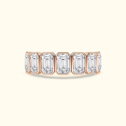 'Reagan' 7 Stone 2.45ct Emerald Bezel Set Diamond Wedding Band