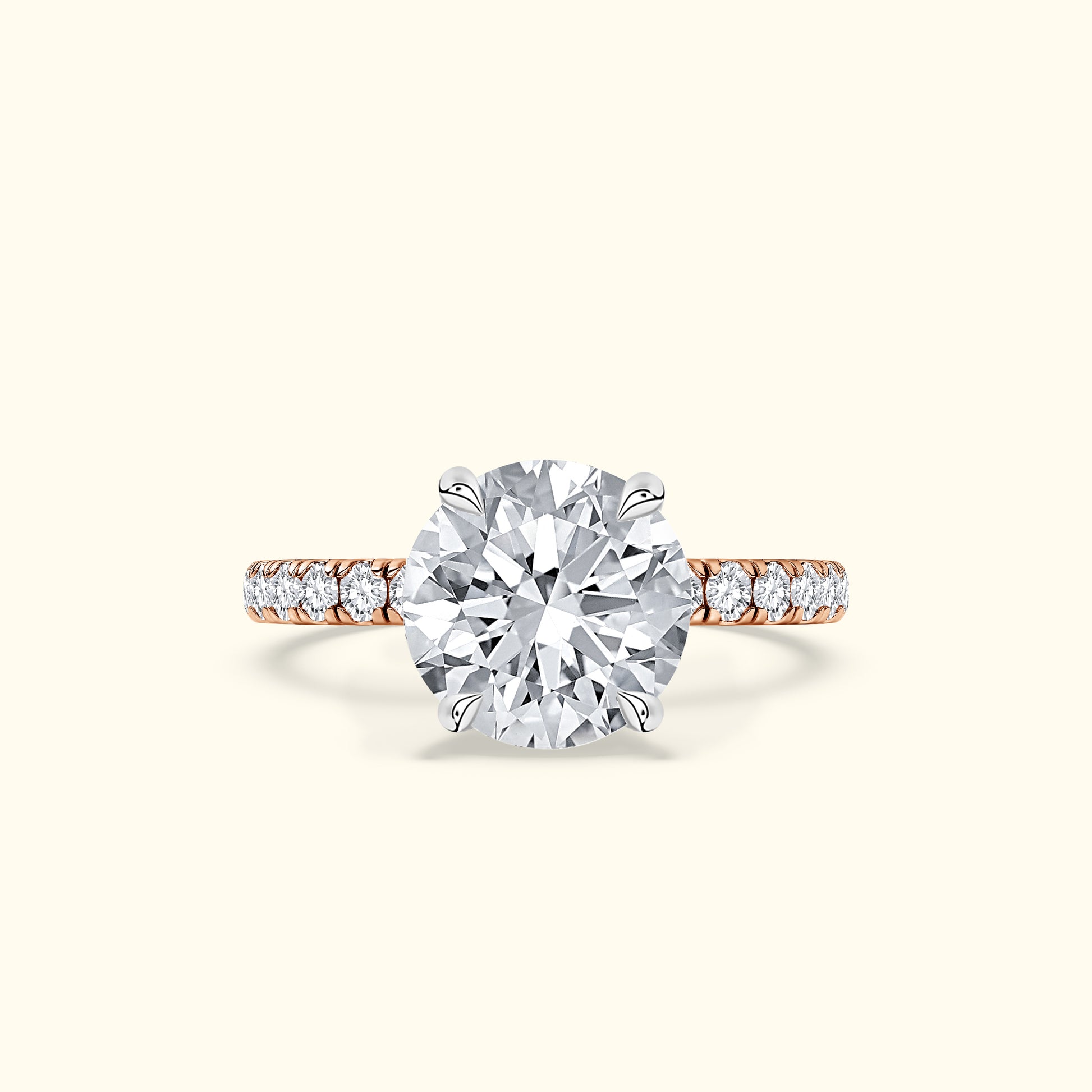 Elegant diamond engagement ring with a large central stone and smaller accent diamonds.