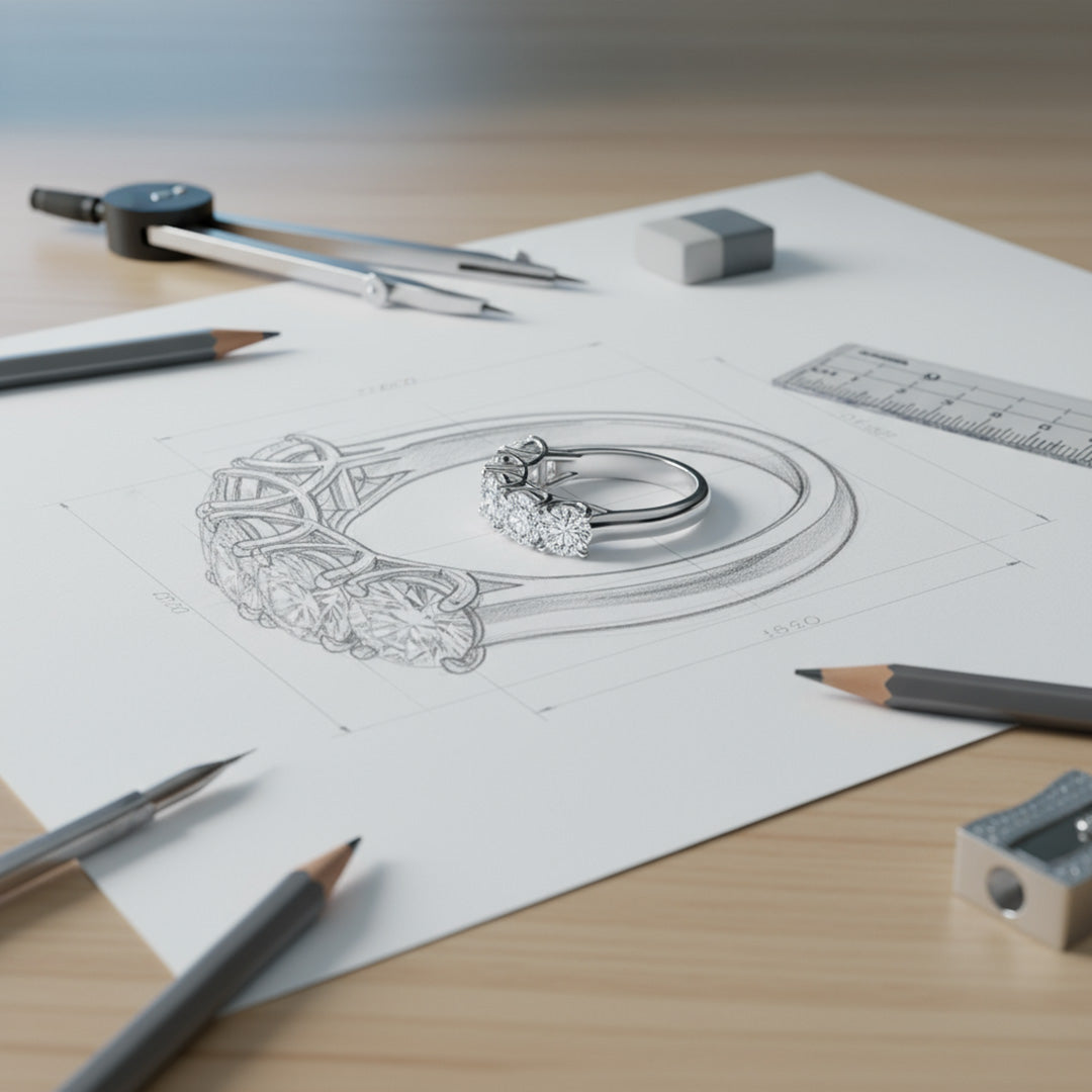 'Addison' 5 Stone Round Diamond Wedding Band