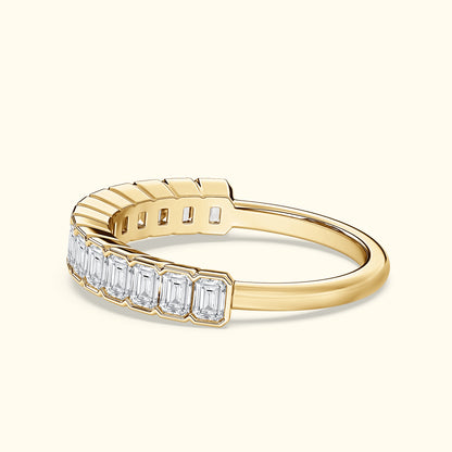 'Lucy' 14 Stone Emerald Cut Diamond Wedding Band