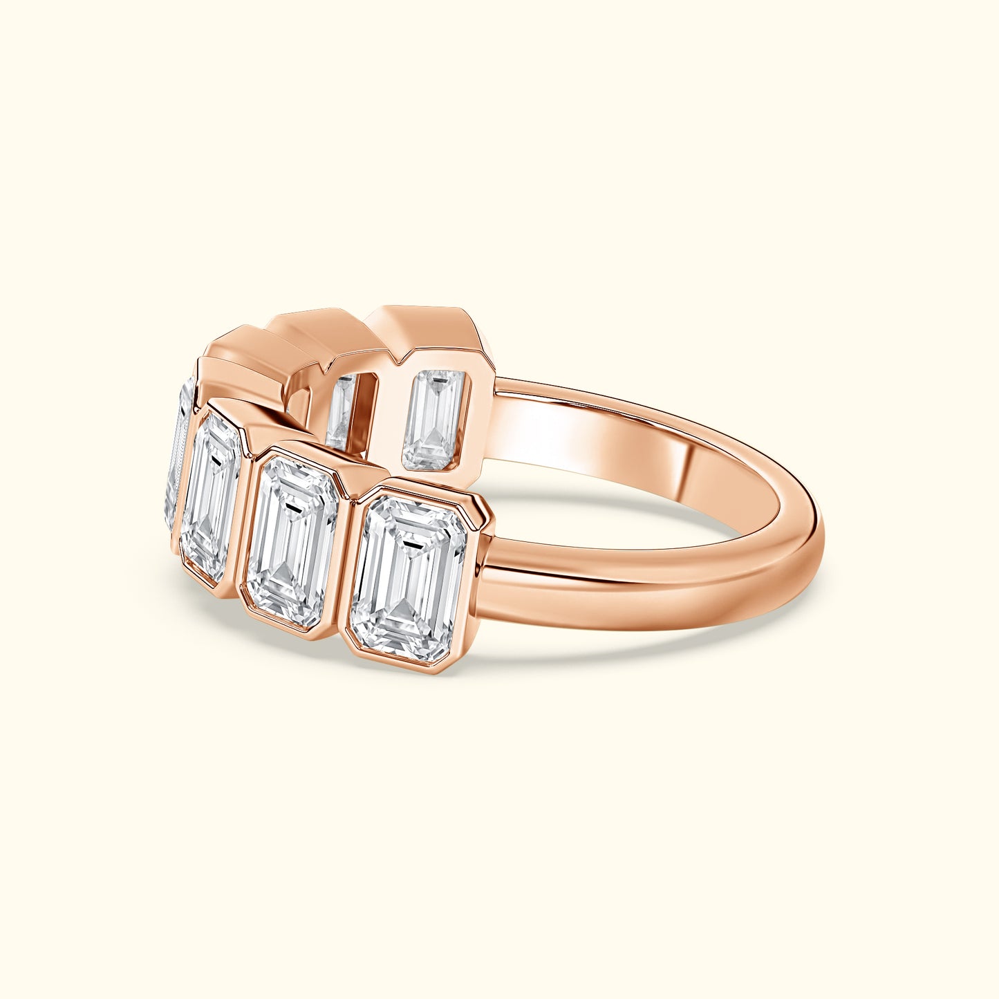 'Reagan' 7 Stone 2.45ct Emerald Bezel Set Diamond Wedding Band
