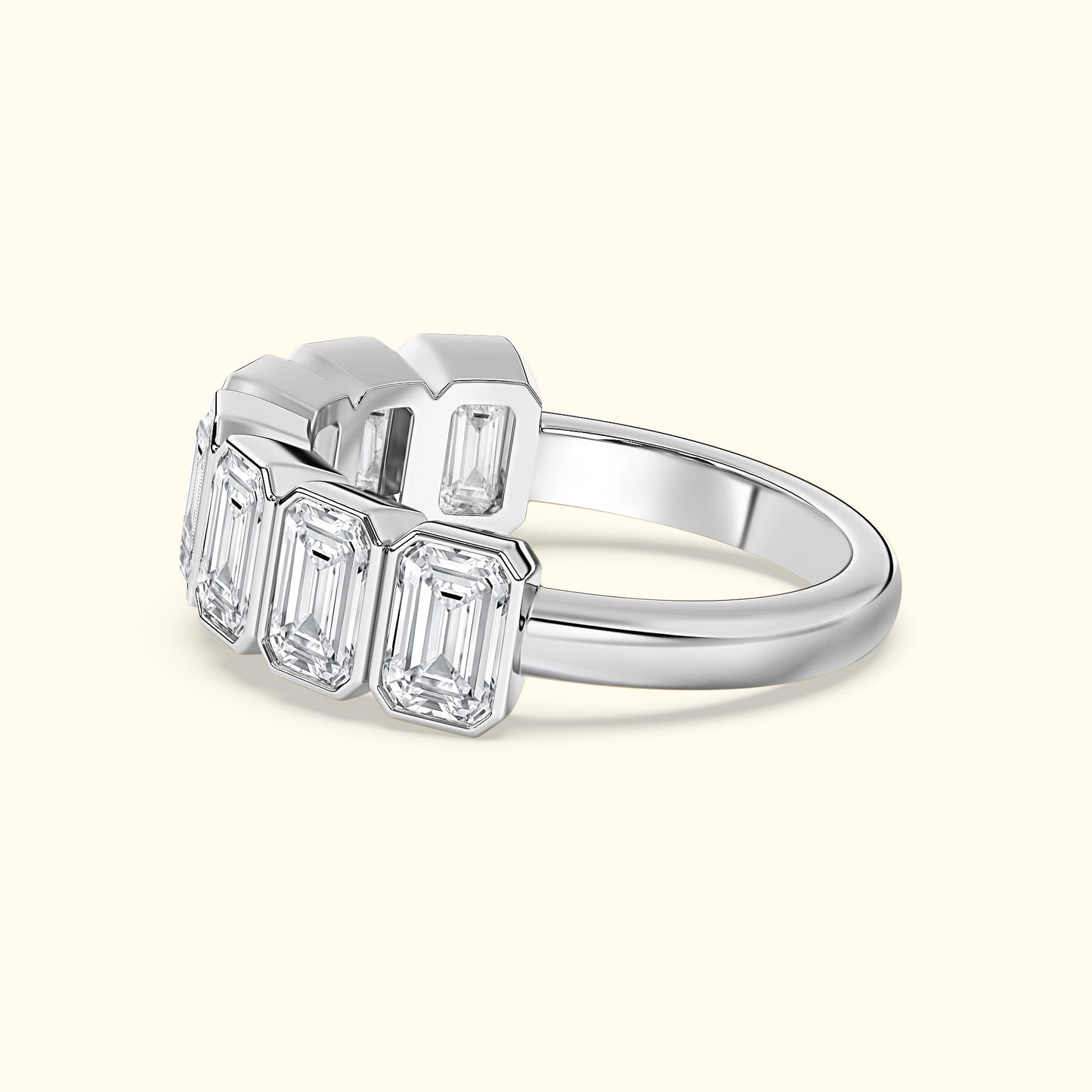 'Reagan' 7 Stone 2.45ct Emerald Bezel Set Diamond Wedding Band
