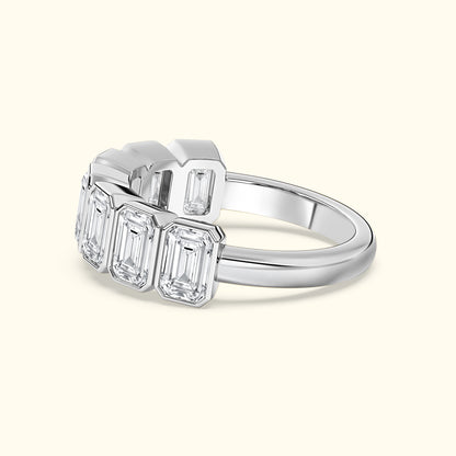 'Reagan' 7 Stone 2.45ct Emerald Bezel Set Diamond Wedding Band