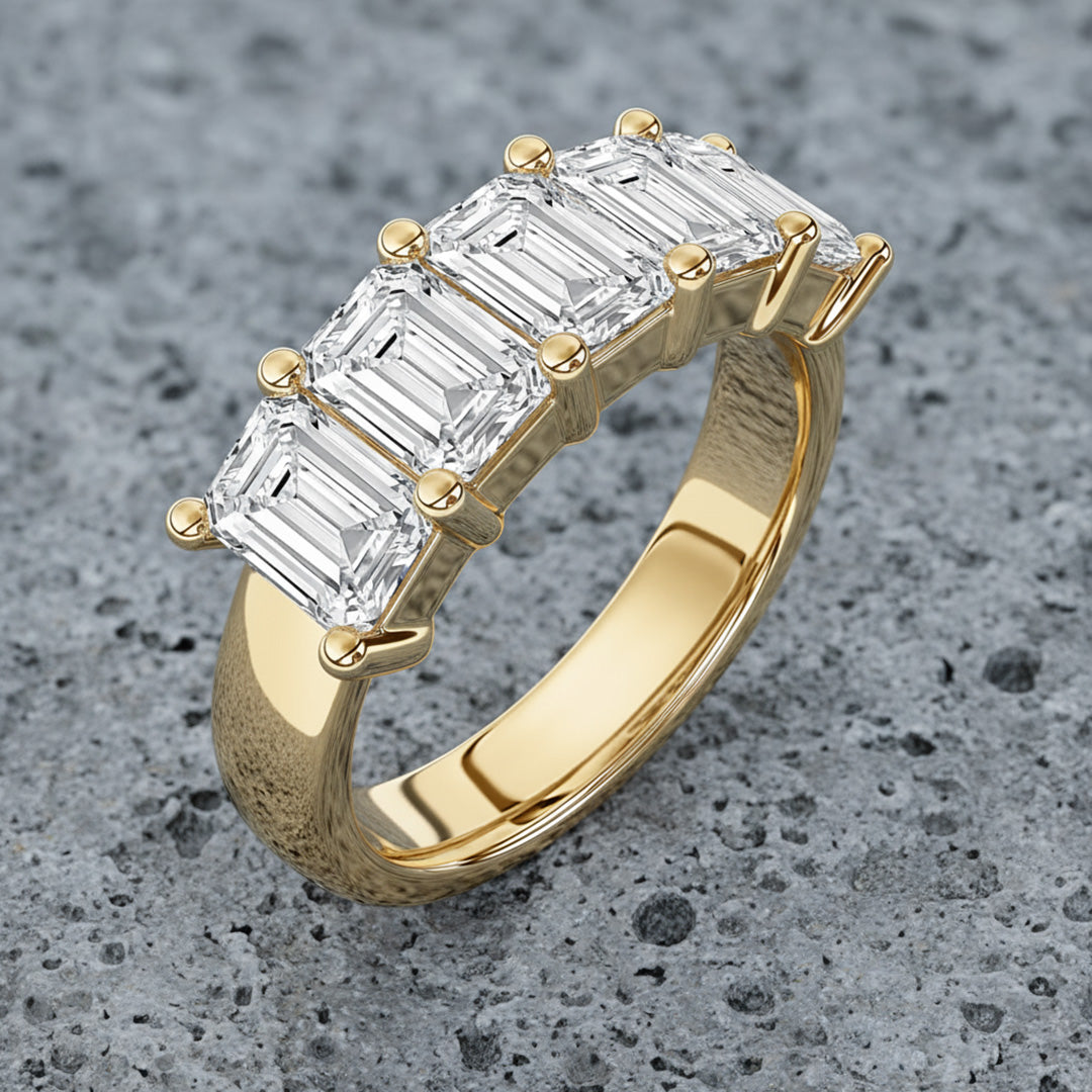 'Clara' 5 Stone 3.00ct Emerald Diamond Wedding Band