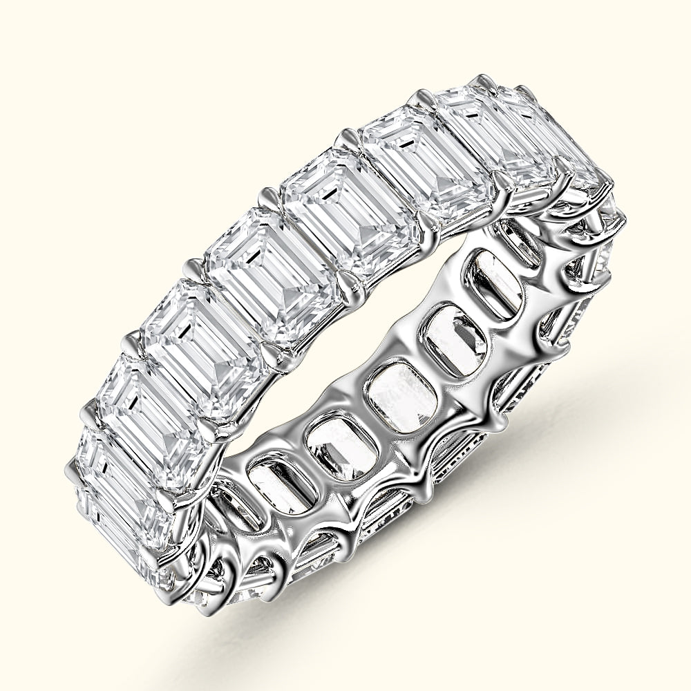 'Carmen' Eternity Emerald Diamond Wedding Band