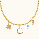 Diamond and Emerald Crescent Pendant