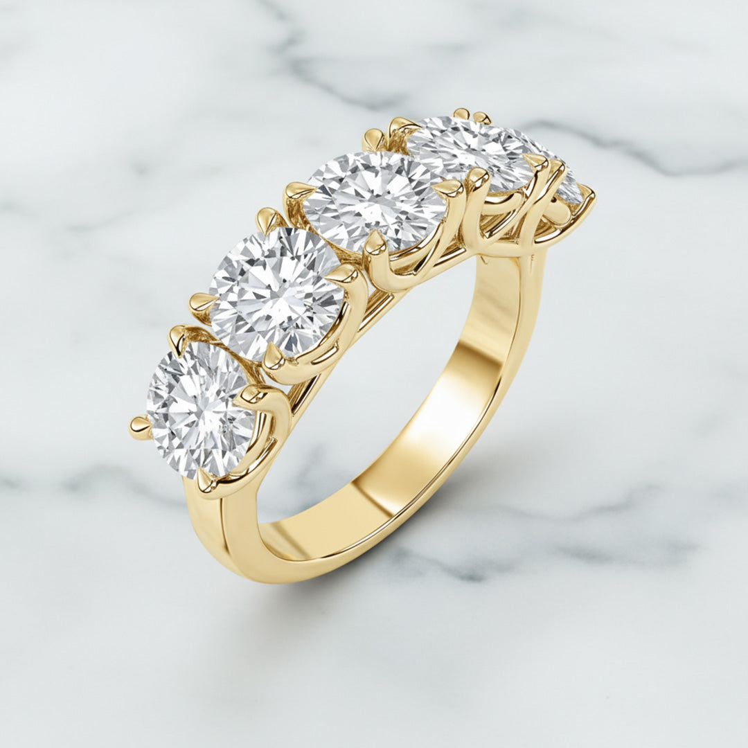 'Addison' 5 Stone Round Diamond Wedding Band