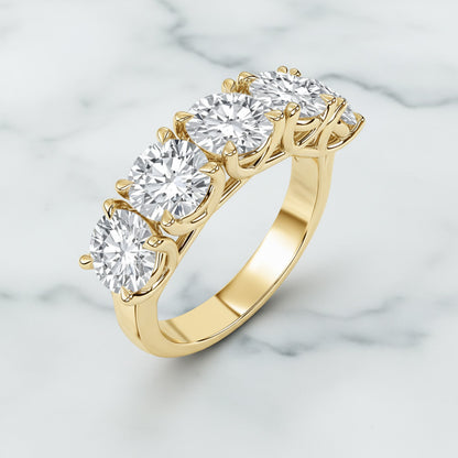 'Addison' 5 Stone Round Diamond Wedding Band