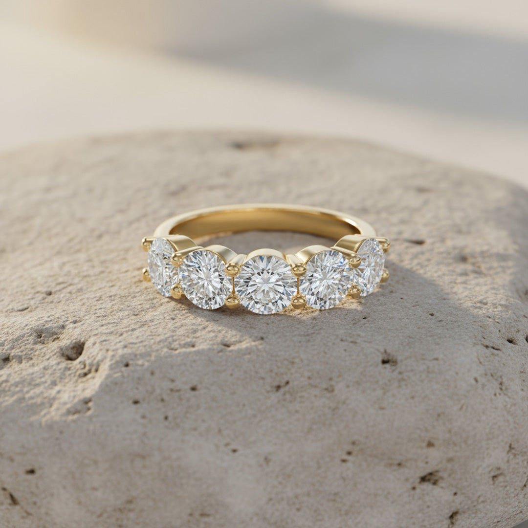 'Emily' 5 Stone 2.00ct  Round Diamond Wedding Band