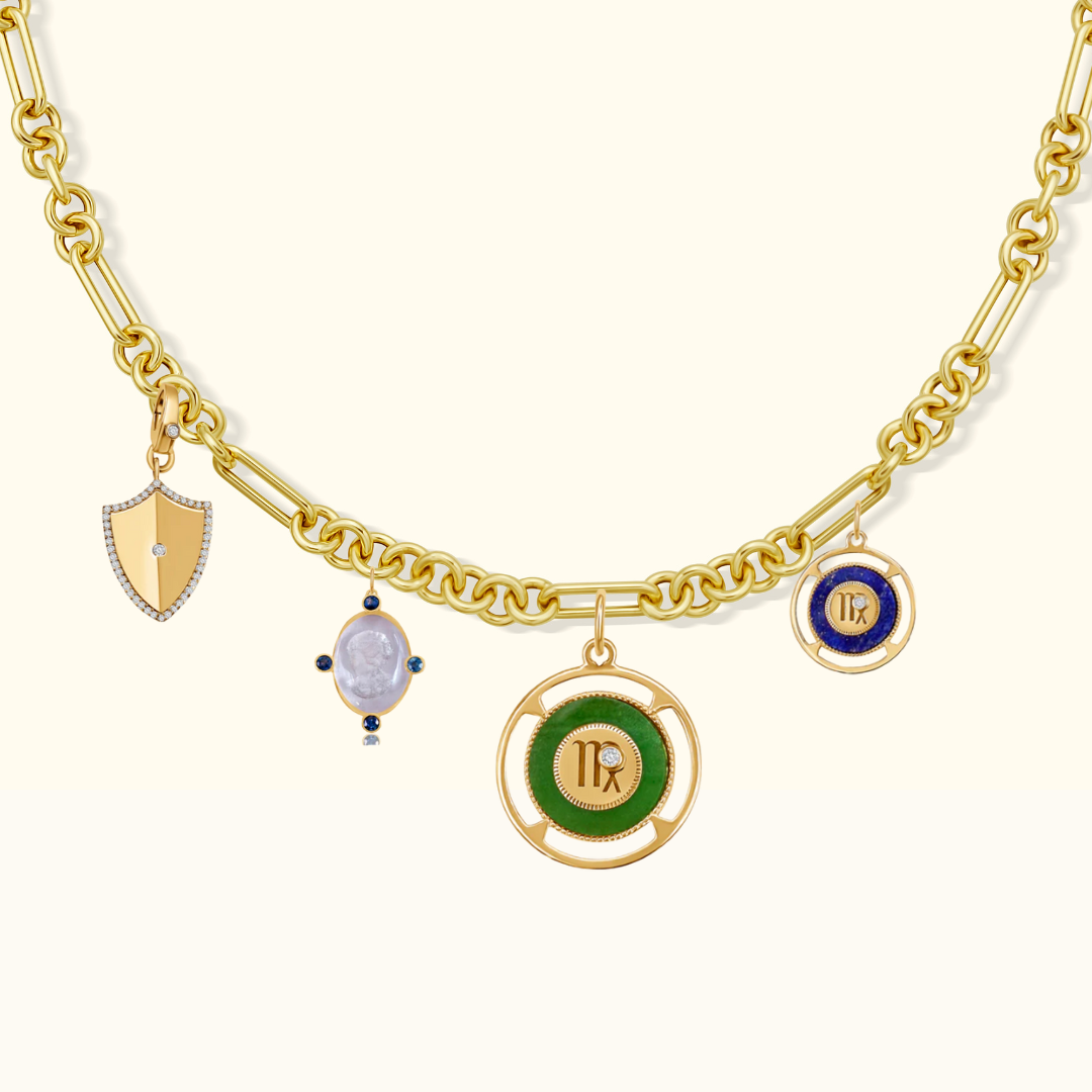 Virgo Zodiac Lapis and Diamond Medallion