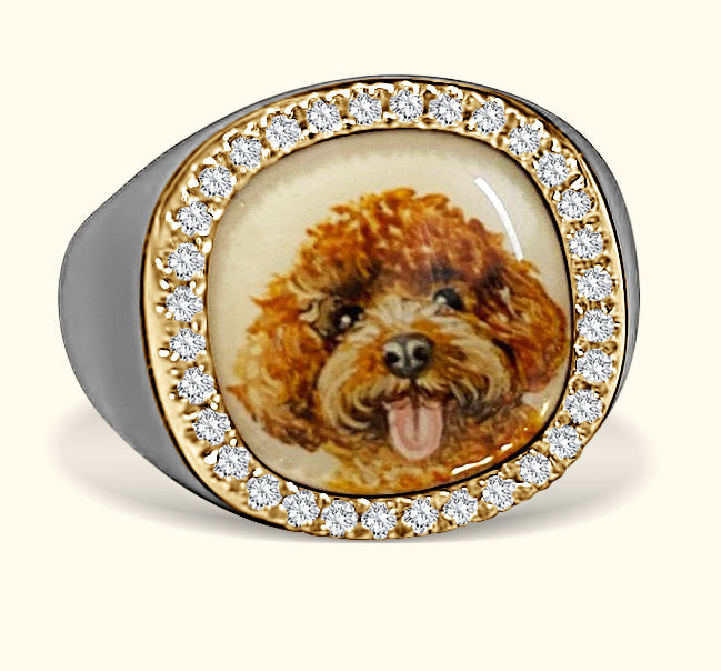 The Billig Custom Hand-Painted Pet Pawtrait Ring