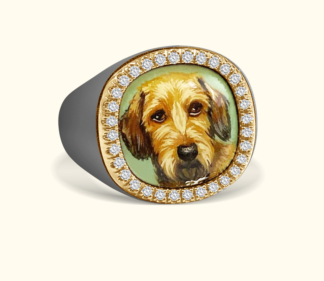 The Billig Custom Hand-Painted Pet Pawtrait Ring