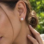 3.00 CTW round lab-grown diamond stud earrings in a signature three-prong martini-style 14kt white gold setting.