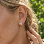2.00 CTW round lab-grown diamond stud earrings in a signature three-prong martini-style 14kt white gold setting.