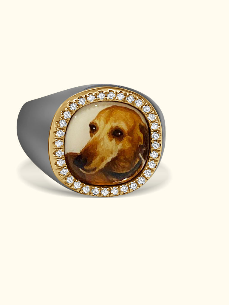 The Billig Custom Hand-Painted Pet Pawtrait Ring