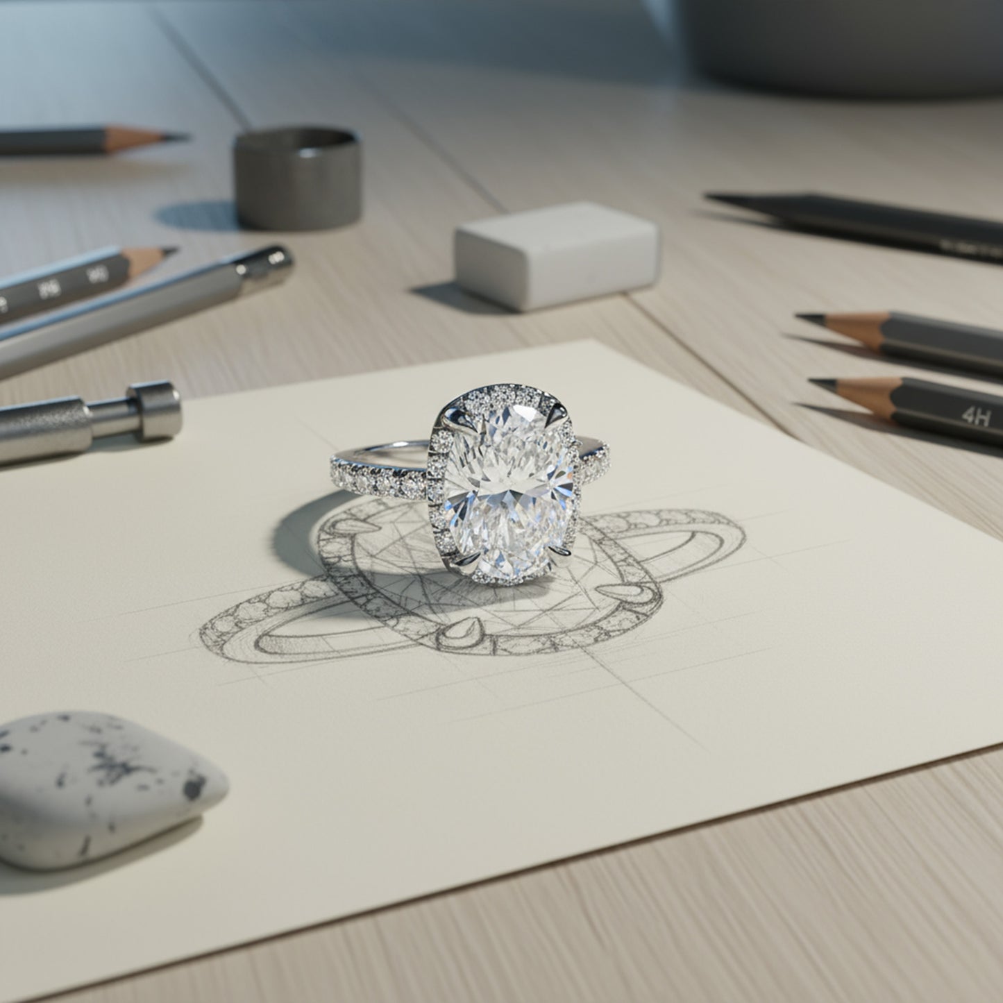 'Stacie' Diamond Engagement Ring - Halo Elegance