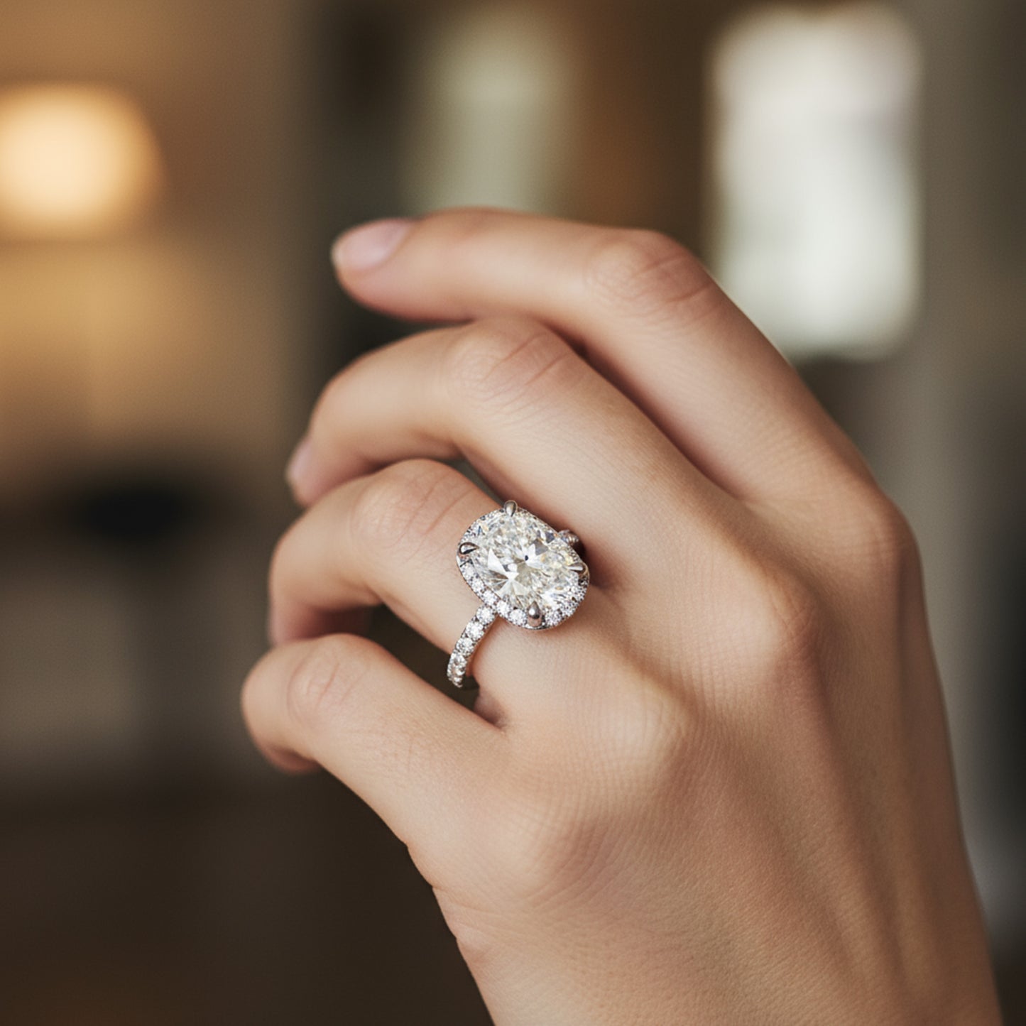 'Stacie' Diamond Engagement Ring - Halo Elegance