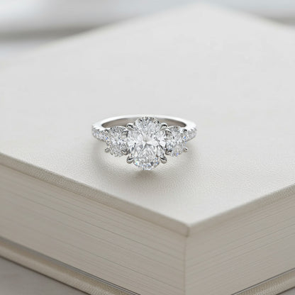 'Tessa' 3 Stone Oval Engagement Ring