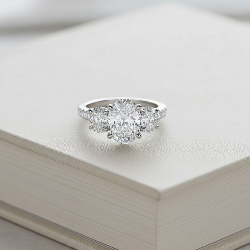 'Tessa' 3 Stone Oval Engagement Ring
