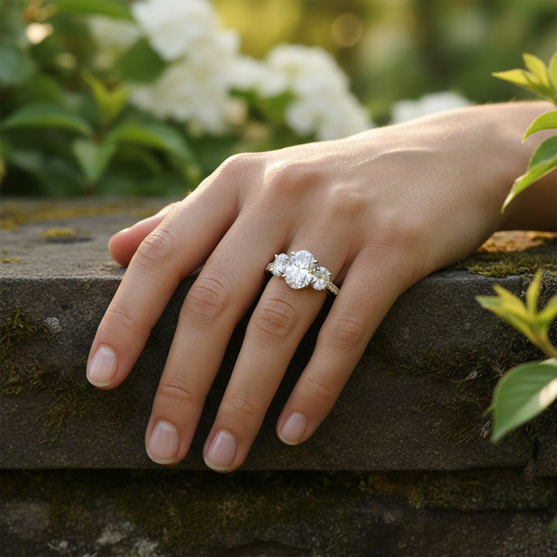 'Tessa' 3 Stone Oval Engagement Ring