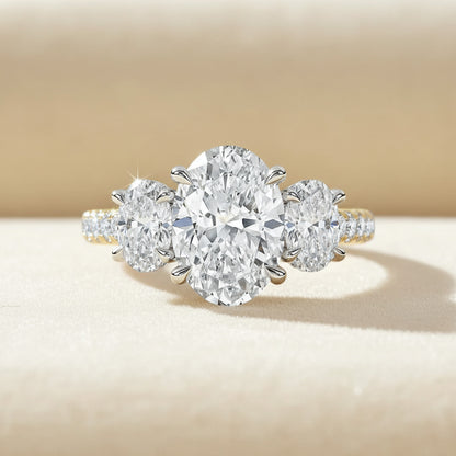 'Tessa' 3 Stone Oval Engagement Ring