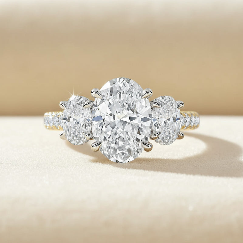 'Tessa' 3 Stone Oval Engagement Ring