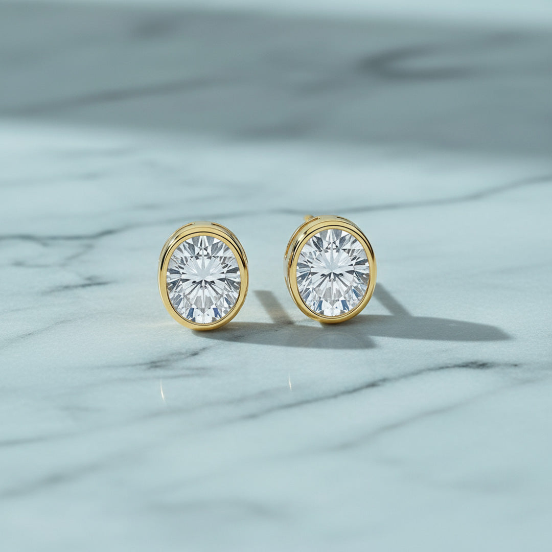 Bezel Set 2.00ct Oval Studs