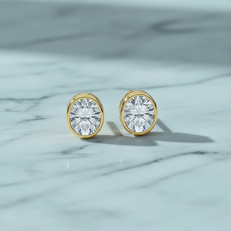 Bezel Set 2.00ct Oval Studs