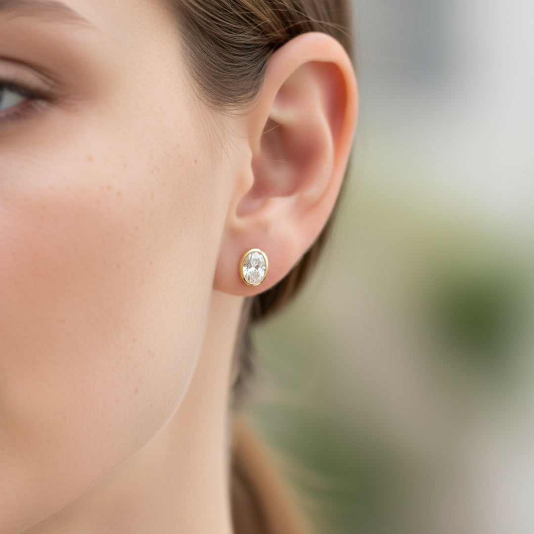 Bezel Set 2.00ct Oval Studs