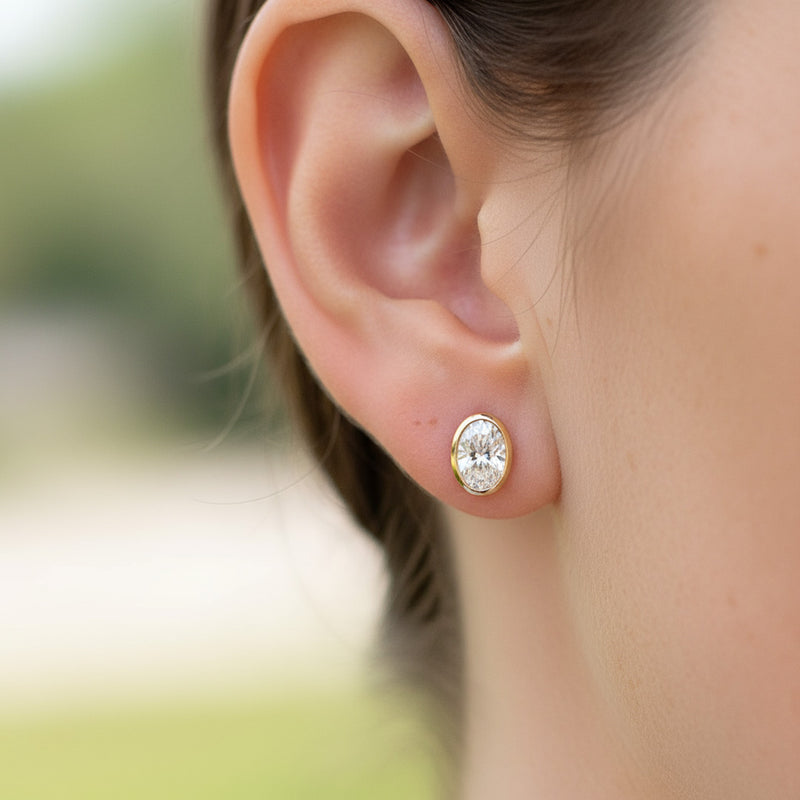 Bezel Set 2.00ct Oval Studs