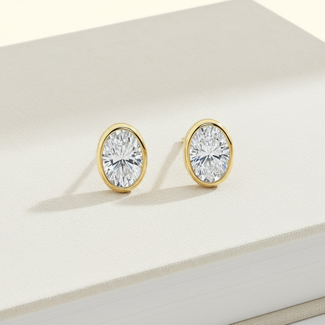 Bezel Set 2.00ct Oval Studs